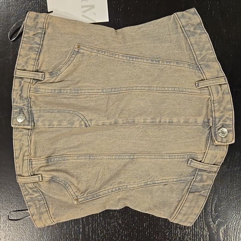 NWT! Zara Denim Strapless Top XS - Picture 2 of 6